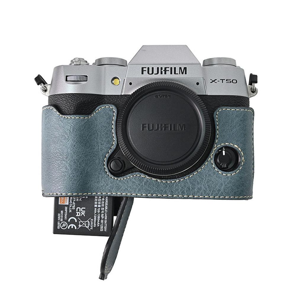 Получехол для камеры из ПУ кожи с рисунком личи для Fujifilm XT50 Fuji X-T50, с нижним отверстием для батареи, магнитной крышкой
