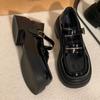One-word Buckle Mary Jane Small Leather Shoes Women's Spring New Retro College Style Single Shoes Platform
