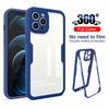 Роскошный прозрачный чехол на 360° спереди и сзади для iPhone 14 13 12 11 Pro Max X XR XS Max 8 7 Plus, противоударный мягкий силиконовый жесткий задний двусторонний чехол