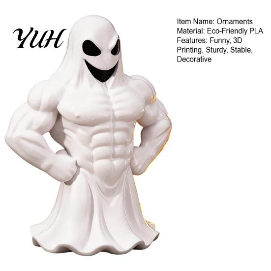 Collectible Art Piece 3D Printed Buff Ghost Figurine, Funny Muscle Desktop Indoor Party Decoration Ornament, Spooky Halloween Decor, Novelty