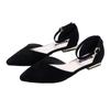 Low Heel Single Woman Spring Pumps Summer Pointed Hollow Sandals Word Belt Fairy Shoes Black Work Shoes Girl Shoes
