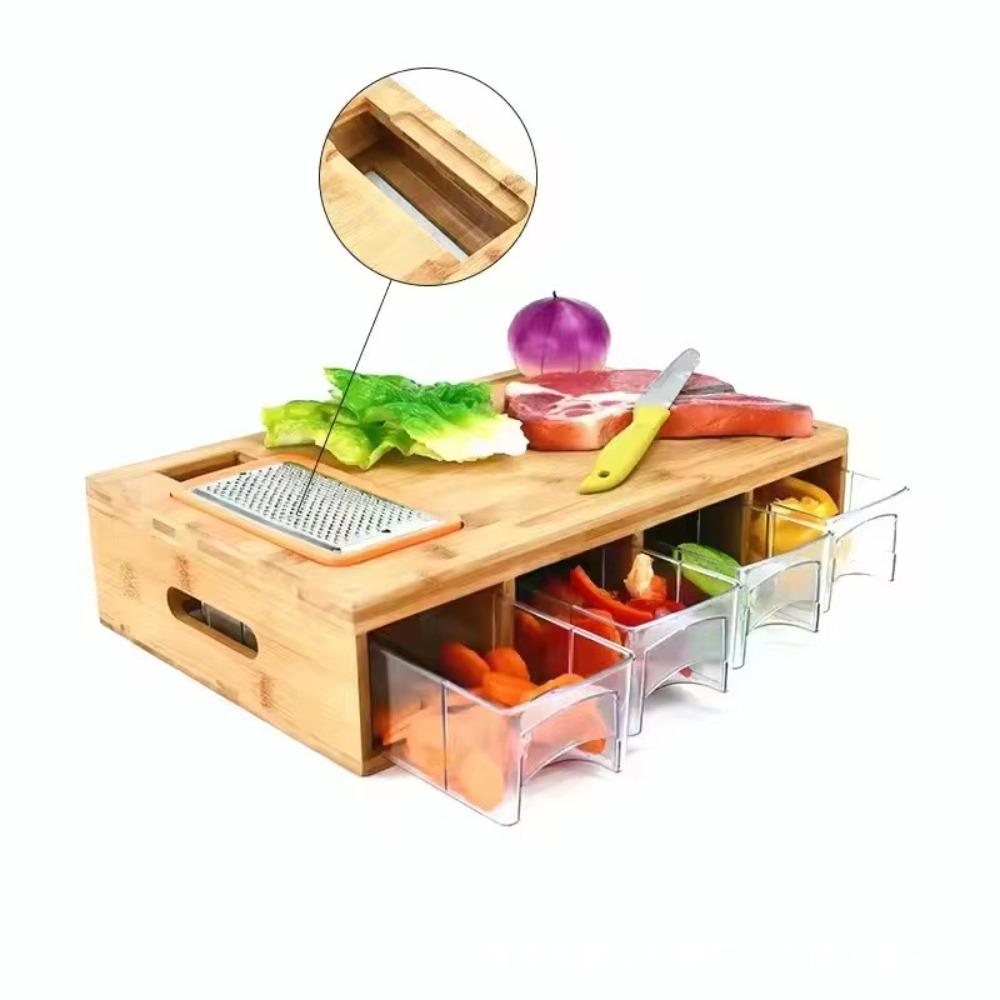 Бамбуковый многофункциональный набор разделочных досок с контейнером и теркой, квадратная разделочная доска, выдвижной ящик, разделочная доска