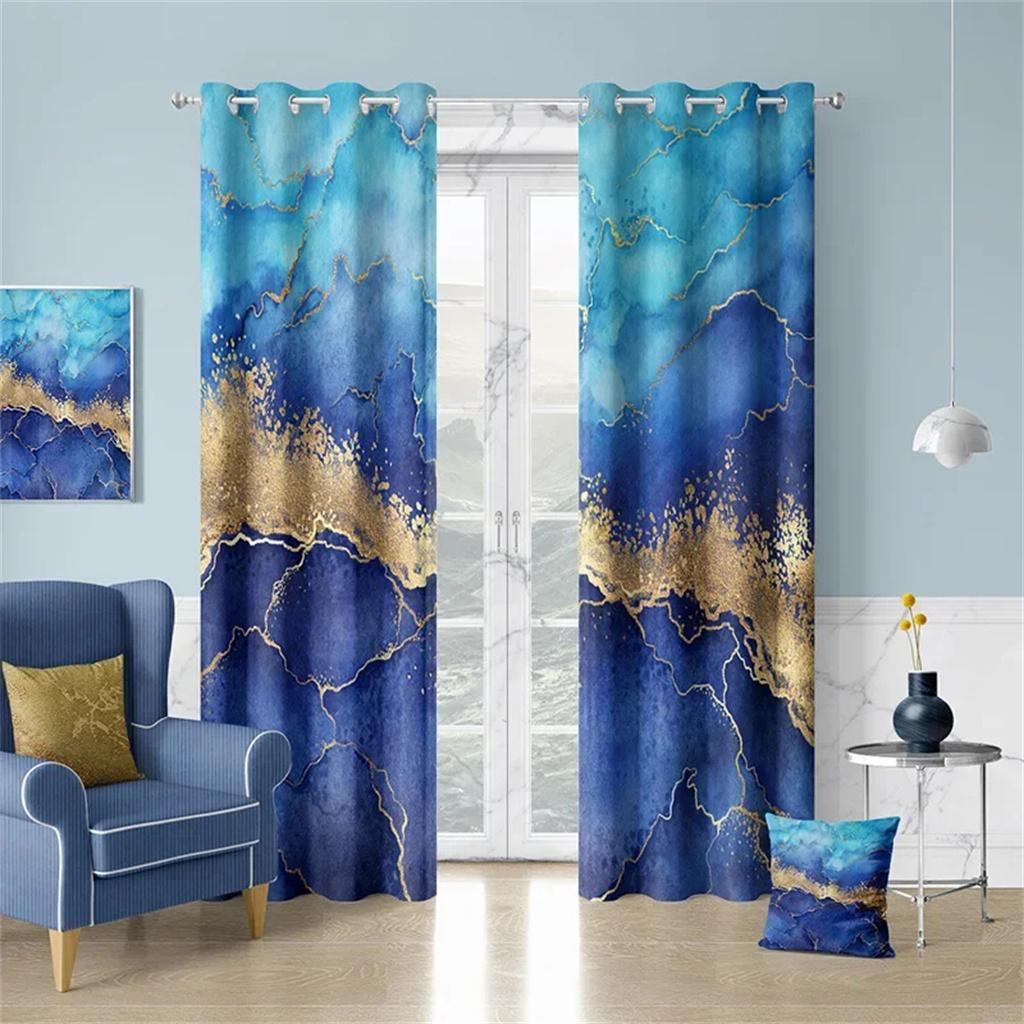 Роскошный мраморный черный золотой синий текстура занавес современный абстрактный стиль искусства для дома гостиная спальня балкон декор занавески