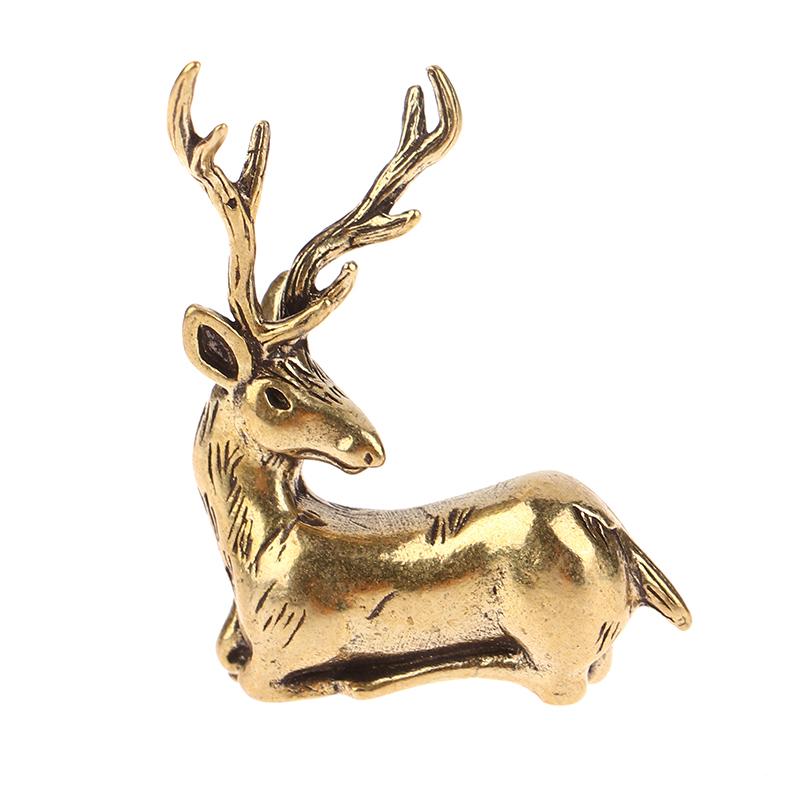 1 шт. ретро латунная рождественская миниатюрная фигурка лося, аксессуары для украшения фестиваля, мини-статуя оленя, настольное украшение, декор
