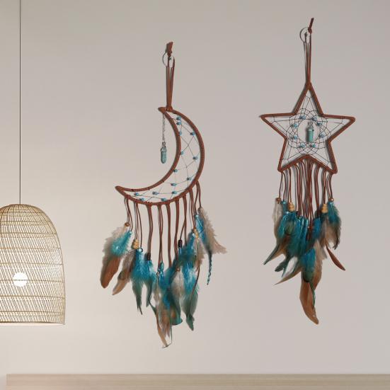 Ловец снов шнурок для подвешивания дизайн ручной работы простой традиционный луна/звезда ручной работы перо ловец снов домашний декор
