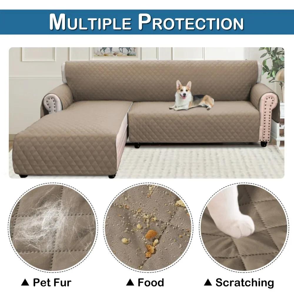 Waterproof Bed Cover for Dogs Quilted Anti-wear L Shape Protect Couch Cover for Dog Pet Kids Recliner Armchair Furniture