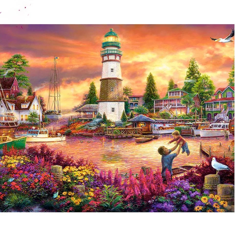 Новый Пейзаж Озеро Луна 5D Алмазная Картина Картина Большой Пейзаж Сделай Сам Полная Мозаика Вышитый Пейзаж Украшение Стены