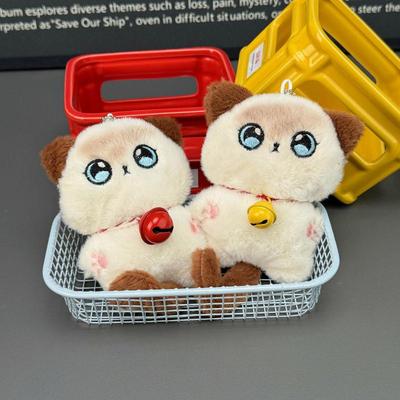 Пищащий колокольчик Плюшевый брелок-подвеска Котенок Украшение для школьной сумки Сиамский котенок Мягкая игрушка Декор для рюкзака Аксессуары Подарок