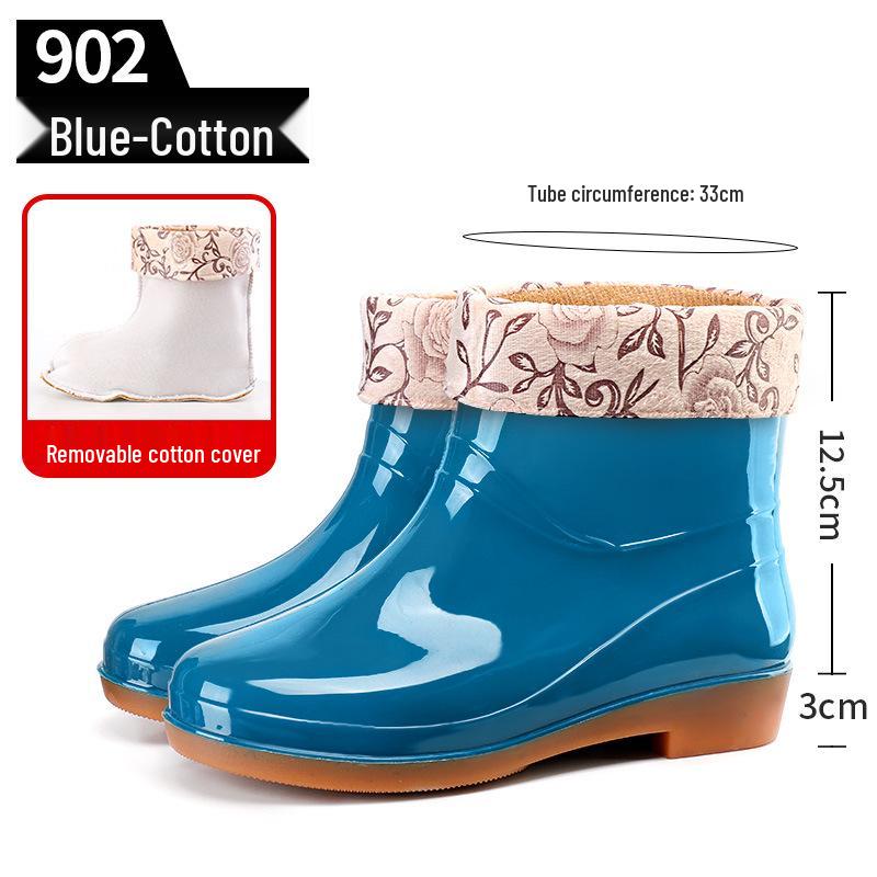 Women's Khaki Low-Cut Non-Slip Waterproof Rain Boots for Spring and Autumn