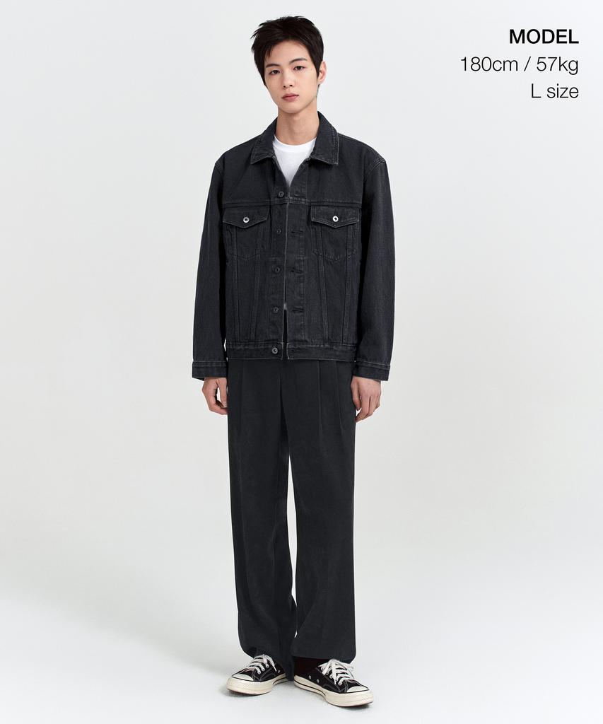 Musinsa Standard Relaxed Denim Trucker Jacket [Washed Black]
