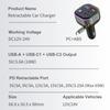 Автомобильное зарядное устройство высокой мощности PD65W с выдвижным кабелем USB C и портом USB A / Type C 18 В, дисплей напряжения, интеллектуальные защиты