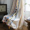 1 шт. Бохо геометрический принт хлопковые льняные шторы панель с красочным помпоном гостиная спальня