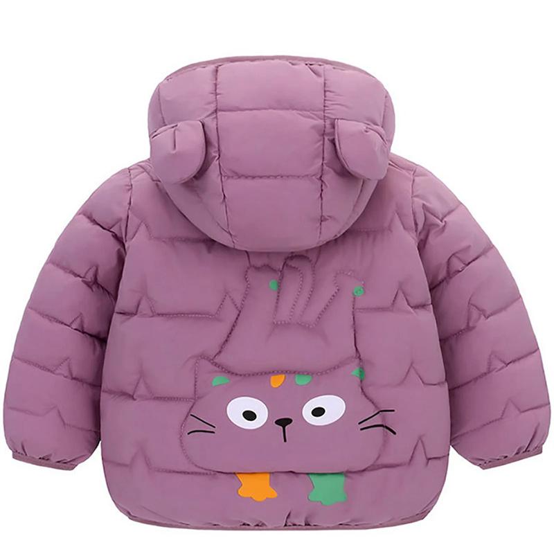Детские легкие пуховики с капюшоном для мальчиков и малышей, теплая верхняя одежда, осенние пальто для девочек, повседневная одежда с рисунком динозавра