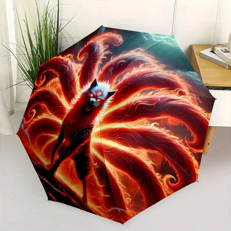 Nine-tailed Fox 1 Portable Automatic Folding Umbrella Suitable for Travel and Daily Use An Ideal Gift for Family and Friends