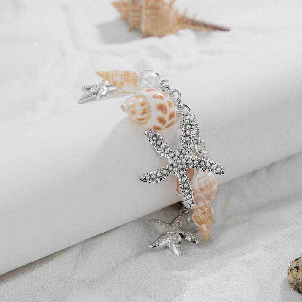 Серия «Море» Богемские браслеты из ракушек с искусственным жемчугом Натуральные пляжные браслеты для пар