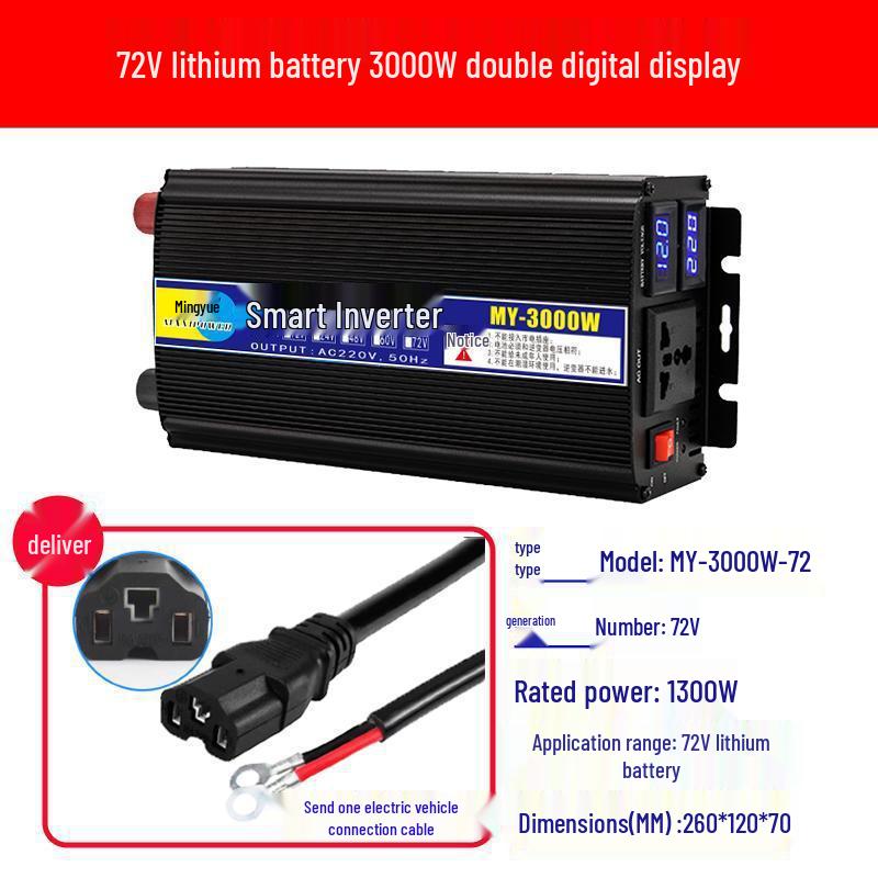 High-Power Electric Vehicle Inverter 48V-72V to 220V Universal Battery Converter