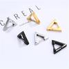 Unisex Geometric Stainless Steel Triangular Earrings - Hip-Hop Style, Smooth Buckle, National Design