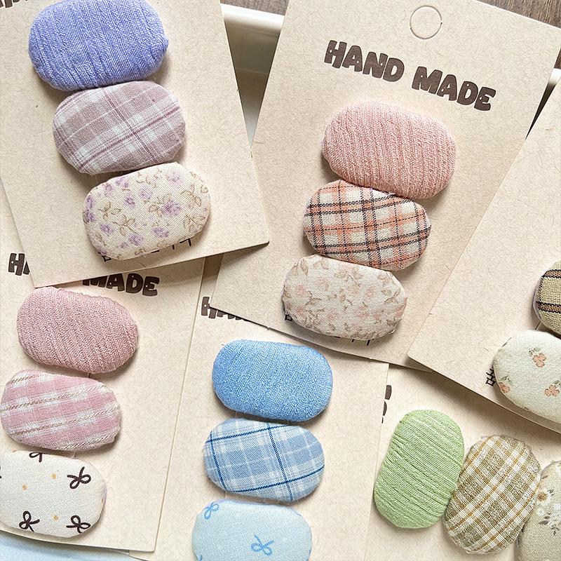 Children's Floral Gingham Hair Clip - Cute Oval BB Hairpin for Little Girls