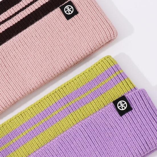 Yousheng Kids Knitted Headband Wide Edge Elastic Ear Protection Warm Striped Contrast Design Ponytail Opening Headband
