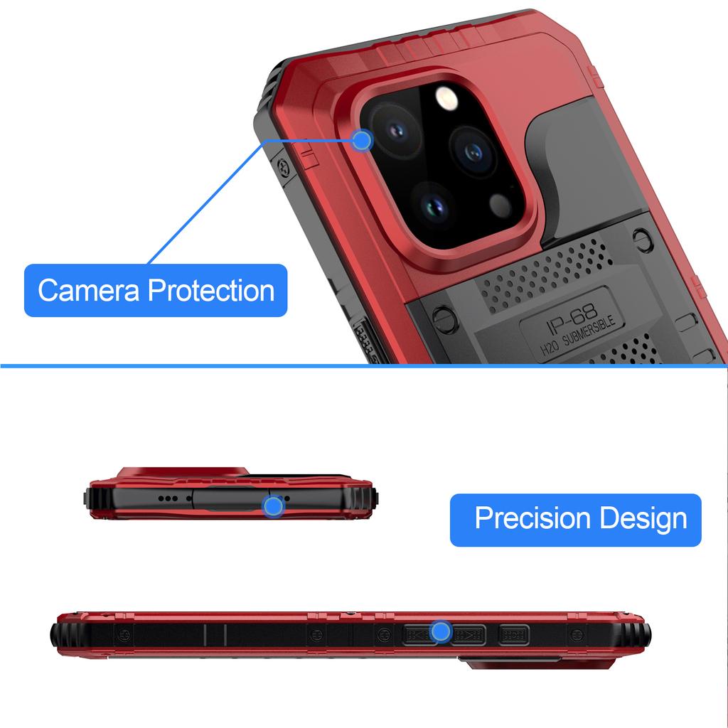 For iPhone 15 Pro Max IP68 Waterproof Case Anti-drop Phone Cover with Screen Protector