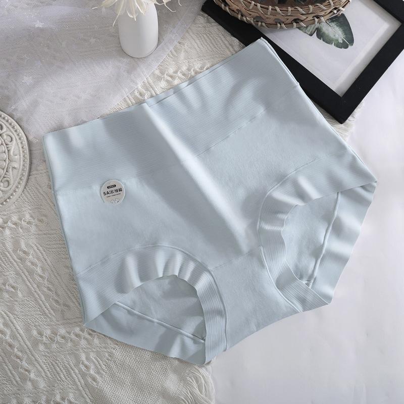 Женские бесшовные трусы с высокой талией — размер L, чистый длинноволокнистый хлопок класса 5А из Синьцзяна, антибактериальный и дышащий.