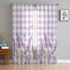 Фиолетовые цветы лаванды бабочки фиолетовые клетчатые прозрачные шторы для гостиной Декор оконные шторы кухонные тюль вуаль шторы