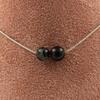 Stones and Minerals. Necklace 2 Beads Tourmaline Schorl from Brazil 8 Mm Steel Chain Necklace for Women, Men. Customizable Size