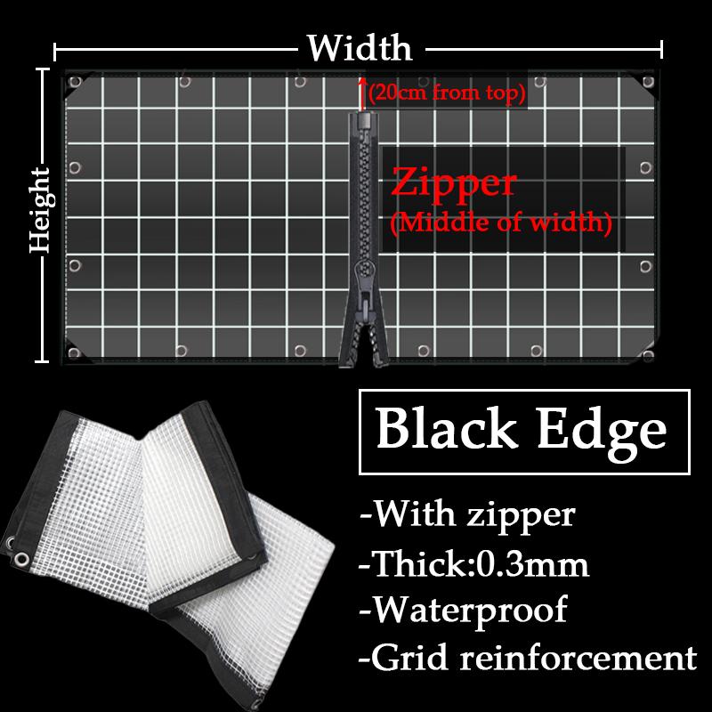 Customize PE Grid Zipper Tarpaulin Clear Door Curtain Yard Pergola Zipper Tarp Outdoor Mesh Rainproof Cloth with Zipper