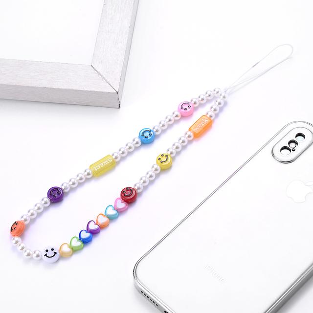 Модные женские акриловые глиняные каменные бусины, цепочка для мобильного телефона, ремешок для мобильного телефона, подвесной шнур, брелок для ключей, ювелирные изделия, настраиваемые
