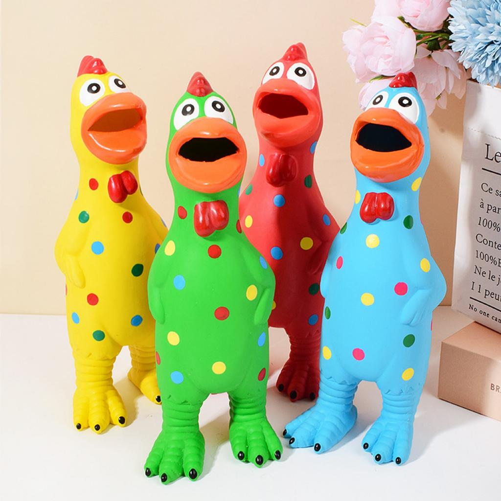 Pet Toy Spotted Latex Chicken Dog Squeaky Toy Interactive Stress Relief Screaming Chicken Dog Toy