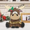 Christmas Elk Decoration Wooden Cartoon Elk Ornament Rustic Xmas Centerpiece for Home Table Tiered
