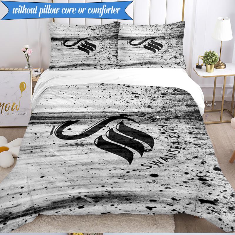 3PCS swansea city a.f.c Printed Soft Bedding Set,Including 1pc Duvet Cover And 2pcs Pillowcases Perfect for Bedroom, Dormitory, Fan gift