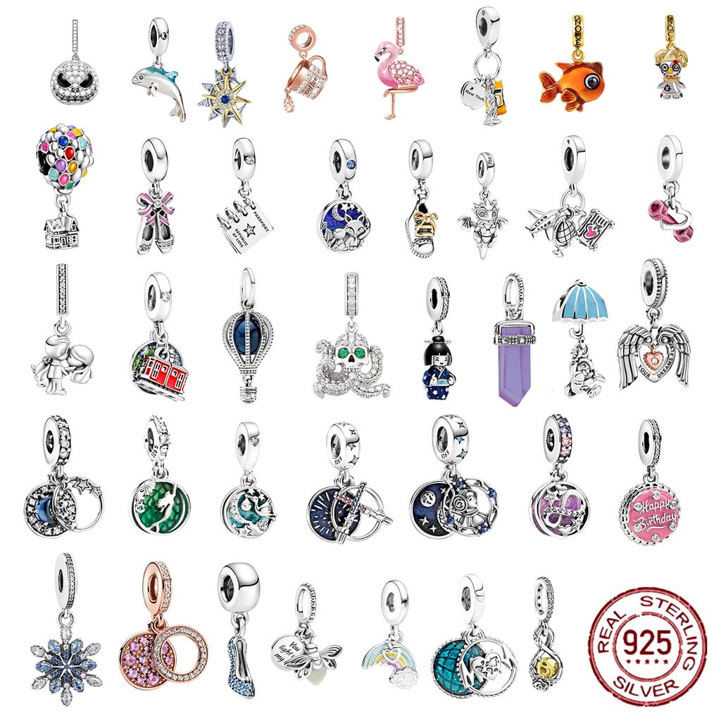 S925 Стерлингового Серебра Аист и Мерцающие Звезды Мотаться Шарм Подходит Оригинальный Модный Браслет S925 Женские Ювелирные Изделия Подарок