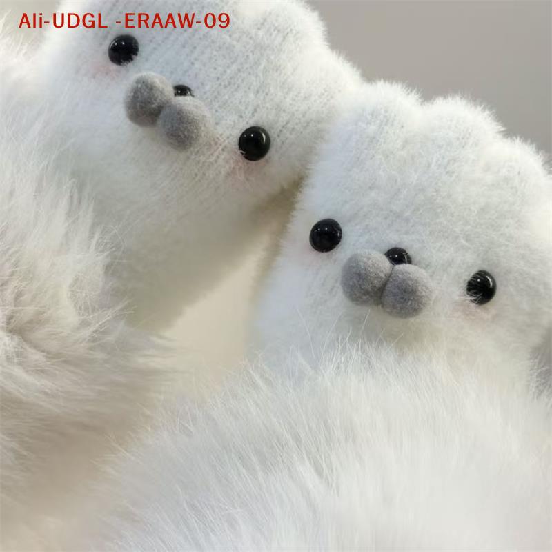 Enchanting Winter Gloves with Baby Seal and Snowman Design; Cold-Proof, Fashionable Five-Finger Gifts for this Christmas