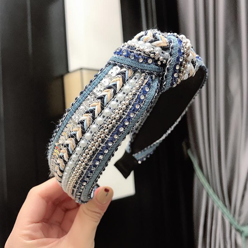 Богемные повязки для волос Нескользящие повязки на голову с бриллиантами Аксессуары для волос для вечеринок и шопинга Повседневные аксессуары для волос для девочек