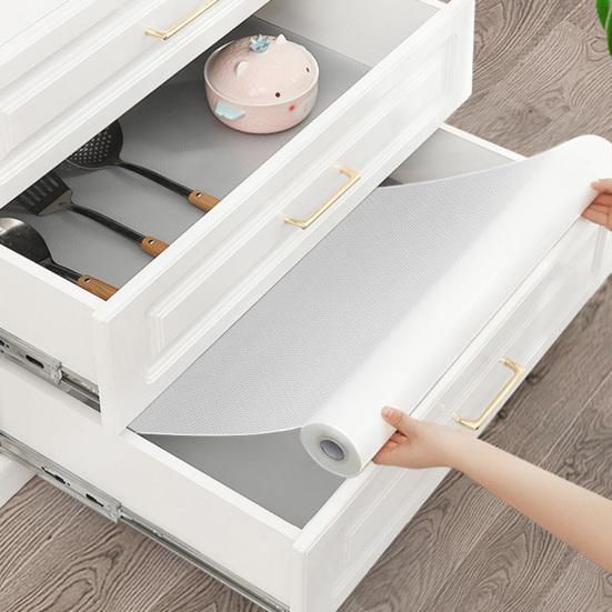 Kitchen Cabinet Non-Adhesive Shelf Liner Water-Resistant Oil-Proof Washable Food-Grade EVA Drawer Liner Kitchen Accessories
