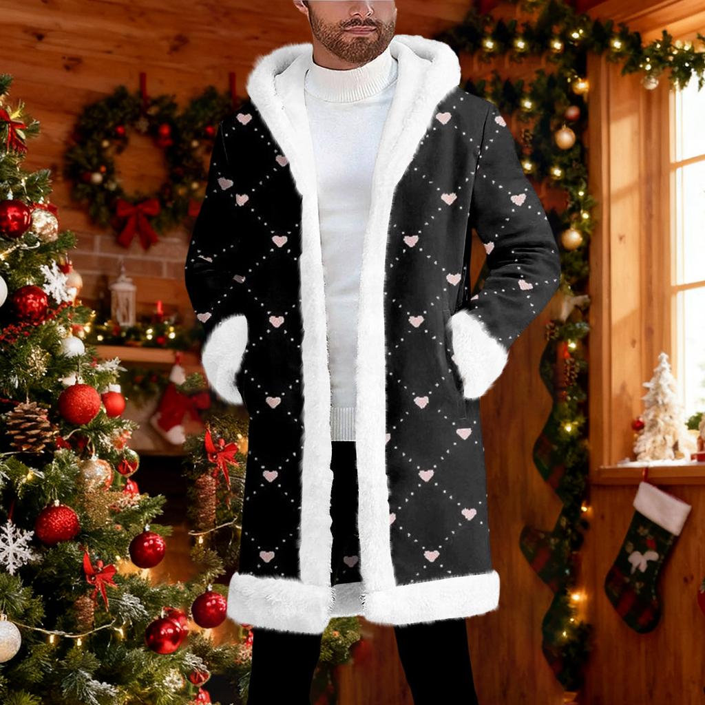 Мужской кардиган с капюшоном, длинное пальто для сохранения тепла