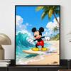 Disney diamond painting kit handmade diy5D home decor gift unique idea Mickey surfing waves beach tropical summer fun creation