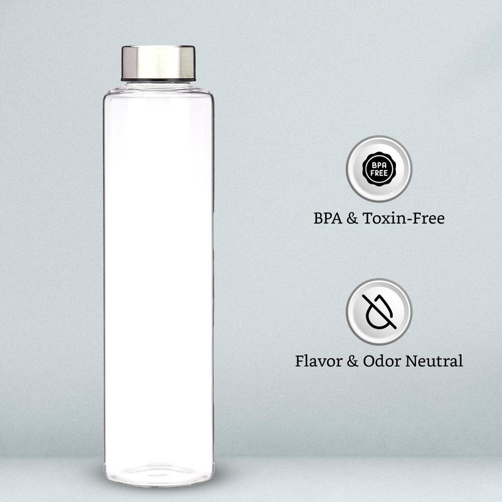Borosilicate Glass Fridge Bottle with Leak Proof Stainless Steel Cap | 1000 Ml