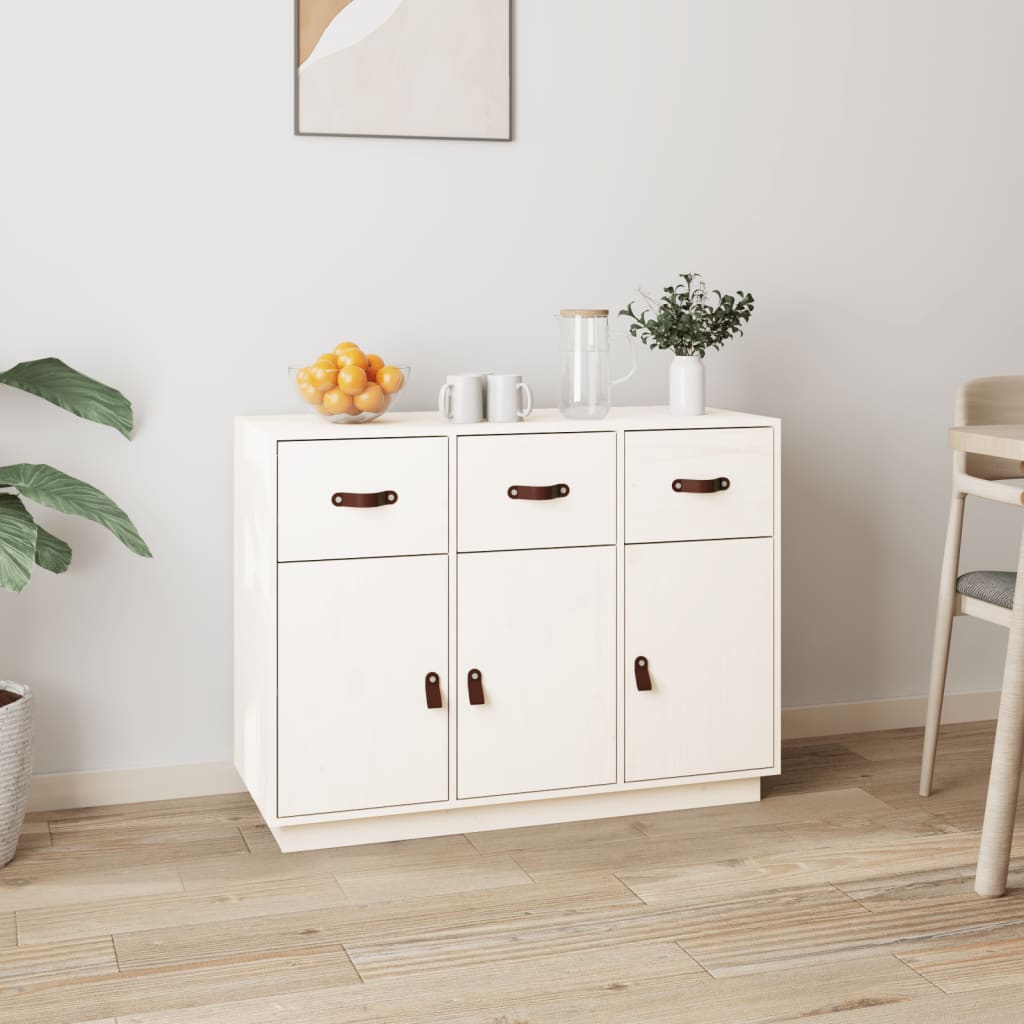 Vidaxl Komoda, Biała, 100X40X75 Cm, Lite Drewno Sosnowe