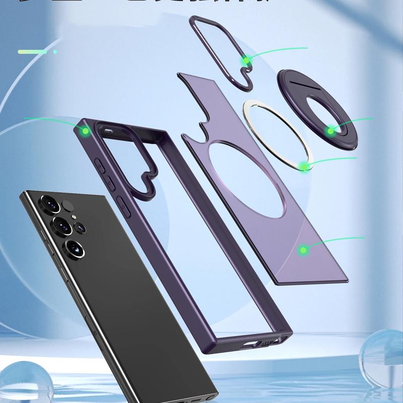 Чехол Magsafe для Samsung Galaxy S24 S23 S22 Ultra Plus S23 FE S24+ S23+ S22+ Автомобильный магнитный держатель для кольца силиконовый жесткий чехол для телефона