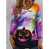 Halloween Women Sweatshirt Designer Round Neck Long Sleeve Loose Casual Autumn Gradient Spider Web Fun Pattern Print Tops
