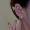 Flower Butterfly Ear Bone Clip for Women Without Piercing Tassel Ear Cuff Clip Sparkling Zircon Earrings Wedding Jewelry