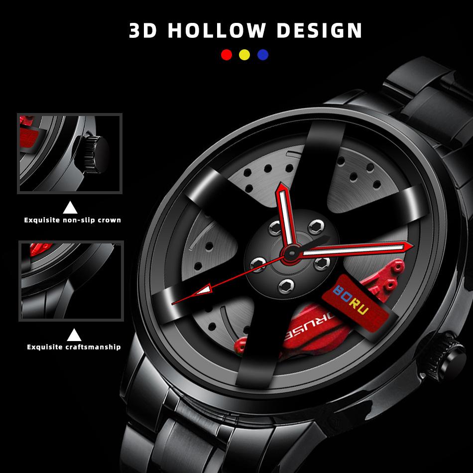 Повседневные мужские часы из нержавеющей стали Модные деловые мужские часы Спортивные часы Индивидуальные часы Кварцевые часы Автомобильные часы Hub