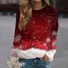 Women's Casual Fashion Christmas Print Long Sleeve Round Neck Pullover Top Blouse Sweatshirt