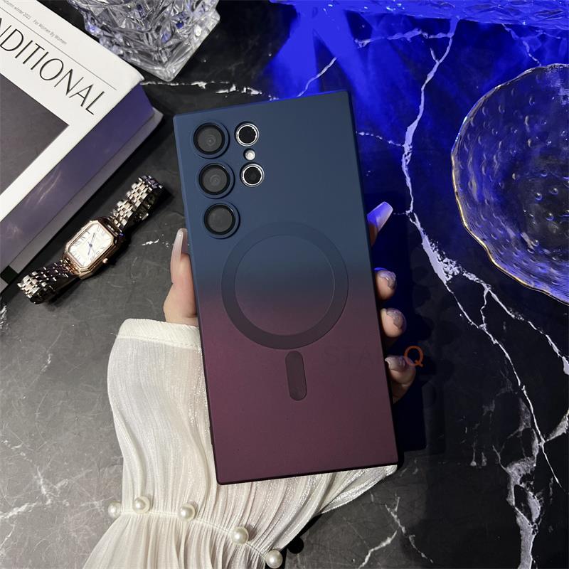 S 24 23 22 Note 20 Магнитный беспроводной зарядный чехол для Samsung Galaxy S23 S22 S24 S21 S20 Ultra Fe Plus 5g градиентный силиконовый чехол