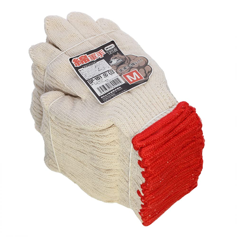 Otafuku Gloves Pure Cotton Work Gloves 12 Pairs Medium SP-151