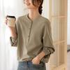 Spring Autumn O-Neck Loose Sweatshirts Casual Long Sleeve Commute Women's Solid Color Basic Fashion Button Pullovers