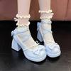 Cute and Sweet Japanese with Skirt Single Shoes for Women's Outer Wear 2025 Summer and Autumn New Sweet and Cool Style Bow Mary Jane Shoes