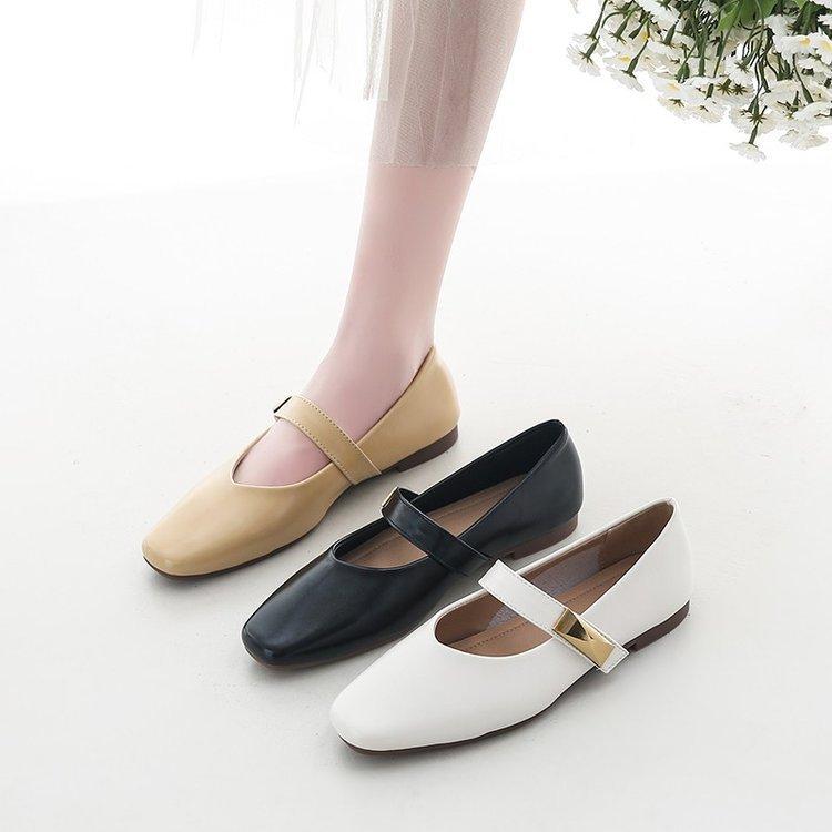 Temperament Mary Jane Shoes Женские летние туфли с мелким горлом A Word на плоской подошве Модные и удобные